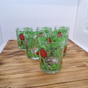 6 BERGDORF GOODMAN PARTRIDGE IN A PEAR TREE DOUBLE OLD-FASHIONED GLASSES 4"
